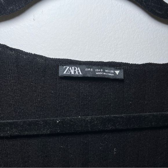 Zara V-Neck Black Dress with Center Slit Size Small - Picture 6 of 6